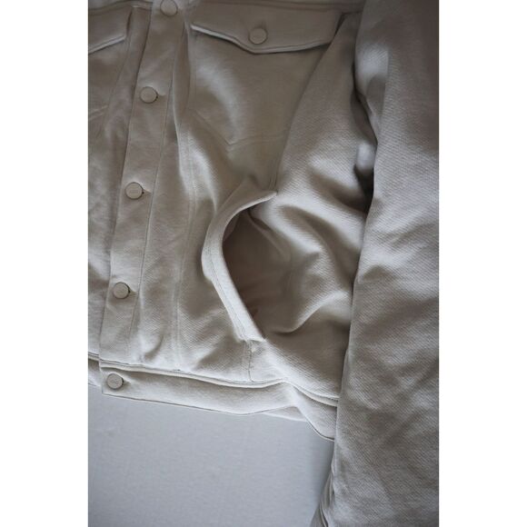 Alo W4380R Men's Sz M Bone/Beige French Terry Ease Trucker Jacket - Picture 8 of 11